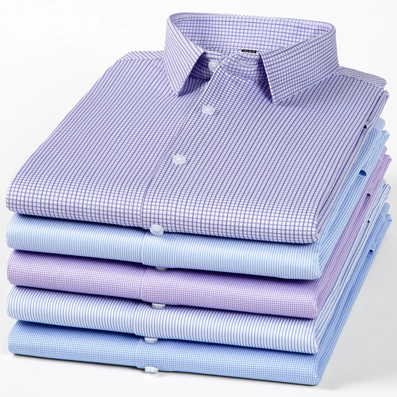Vysoko elastický obchod s mužmi Slim Formal Formal Formal Classic Social Pohodlné priedušné dlhé a krátke rukávy