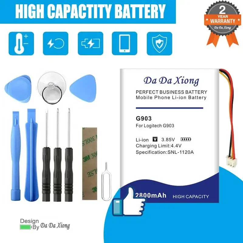 Vysoko kvalitná 2800 mAh 533-000130 batéria pre Logitech G403 G900 G903 G703 X100 Bezdrôtová batéria myši