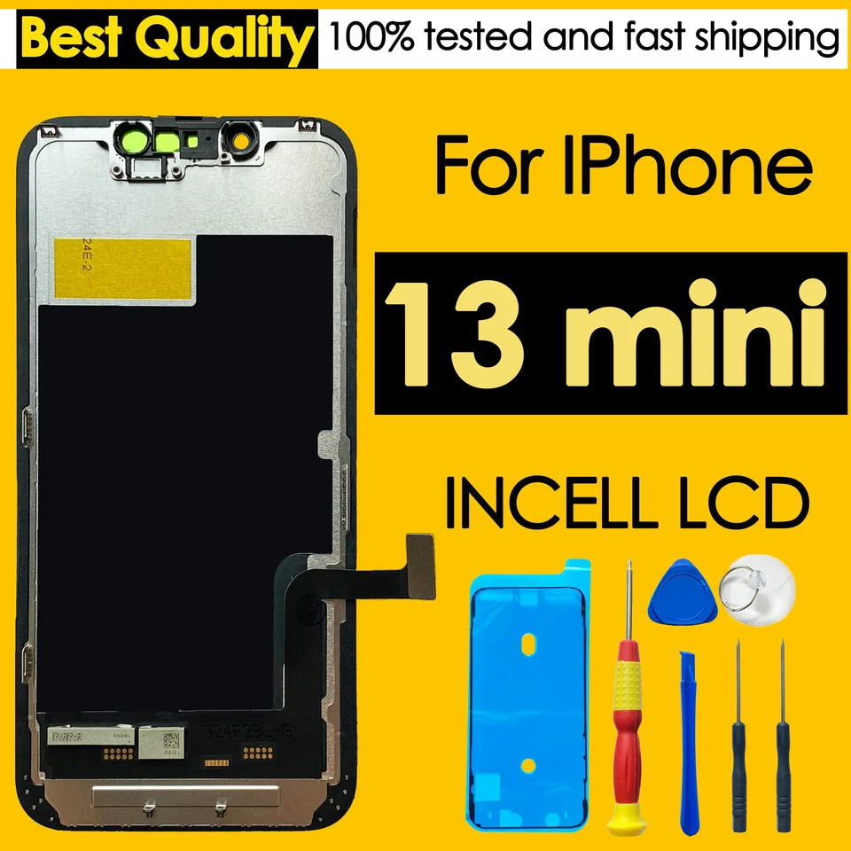 Vysoko kvalitná AAA Incell LCD pre iPhone 13 Mini Display Touch 13Mini Screen Screen Digitalizátor Opravy diely Veľkoobchod
