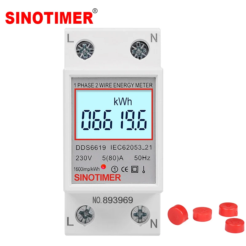 Vysoko kvalitná DIN Rail LCD Digitálna podsvietenia jednofázové energetické merač KWH Elektrické elektrické Wattmeter AC 230V 80A