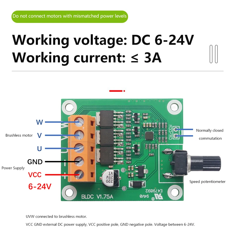 Vysoko kvalitná doska na riadenie motora bez kefy 6v12v24 Volt CD pohon ventilátora motora DIY Accessories