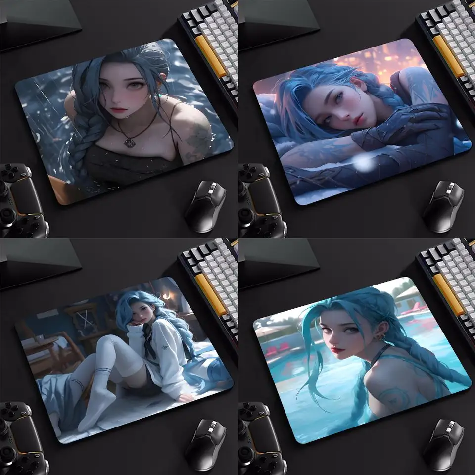 Vysoko kvalitná L-League legendy J-Jinx Mouse Pad Cartoon Gumber Small Mouse Pad Desktop Office Klávesnica Klávesnica E-Sports Rogs G