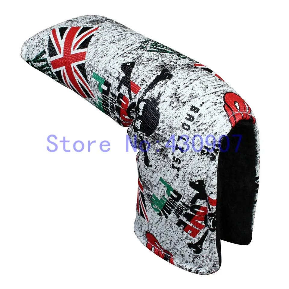 Vysoko kvalitné 1pc golfové čepeľ kryty obalov lebky putter cover uk vlajka hlavy pre golf Scotty Cameron Putter