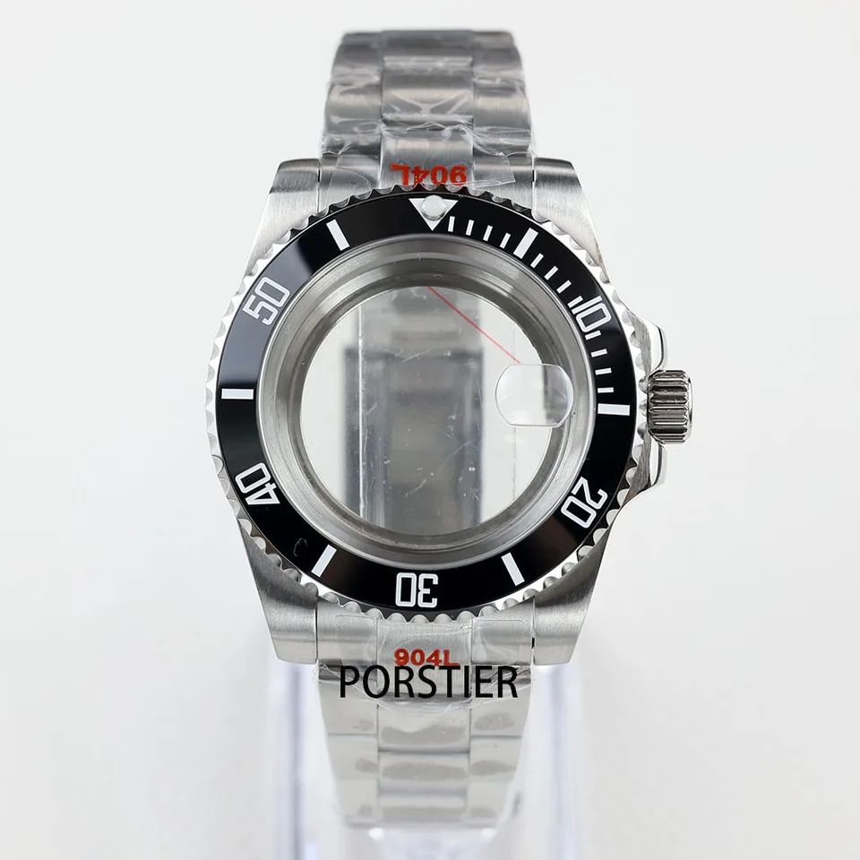 Vysoko kvalitné 40 mm vodotesné puzdro a náramok so zafírovým sklom pre pohyb NH35 NH36 28,5 mm