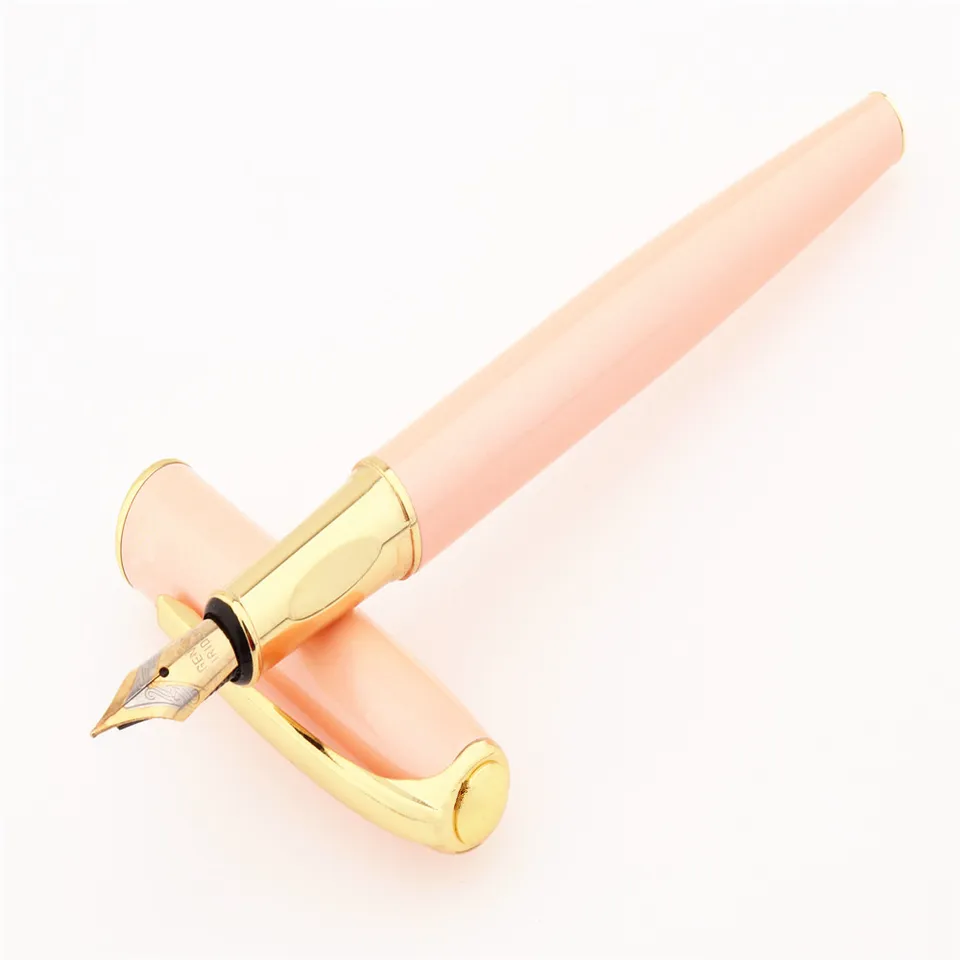 Vysoko kvalitné 7023 Pink Student Office Stredné špičky Fountain Pen Ink School Supplies