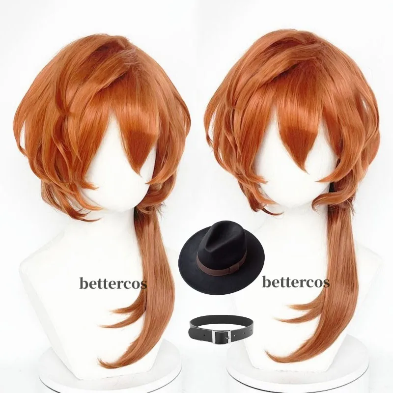 Vysoko kvalitné anime Chuya Nakahara Chuuya Cosplay parochňu odolné voči tepelne syntetické vlasové parochne + parochňa čiapka