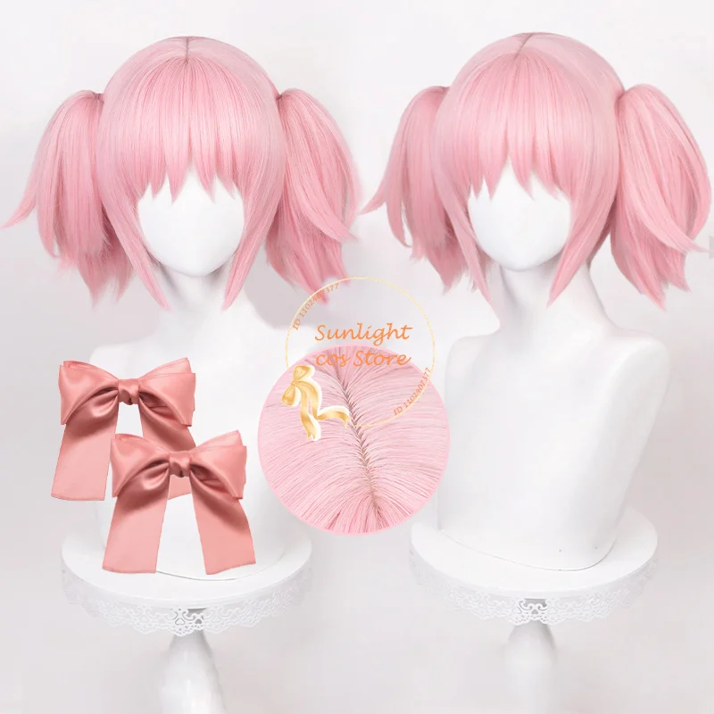 Vysoko kvalitné anime madoka kaname cosplay parochňa ružová krátka parochňa s cytailom odolným voči vlasom Halloween Ženy Anime parochňa+vlásenka
