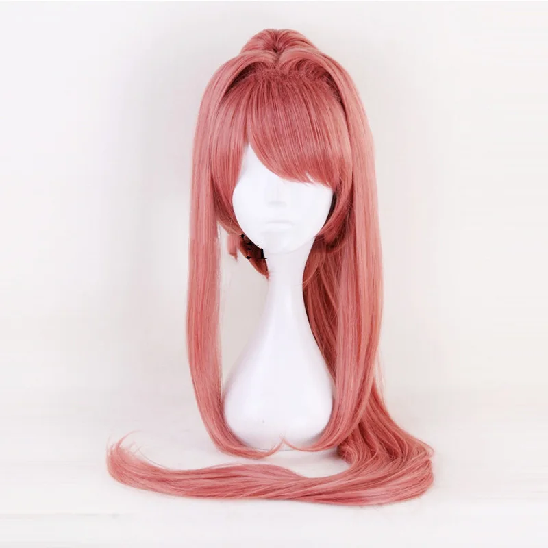 Vysoko kvalitné Doki Doki Literature Club Monika Parochne DDLC 100 cm dlhé tepelne odolné voči syntetickým vlasom Perucas Cosplay parochňa + parochňa čiapka