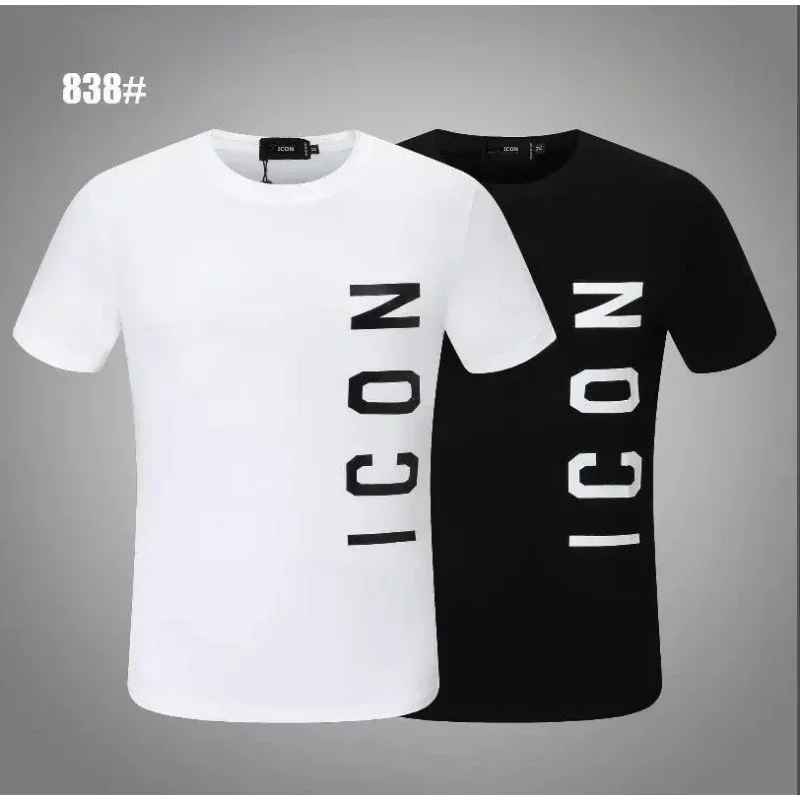Vysoko kvalitné dsq2 bavlnené pánske pánske 3D písmeno ikona tlač Pánske tričko Tshing Tshirt veľkej veľkosti M-xxxl