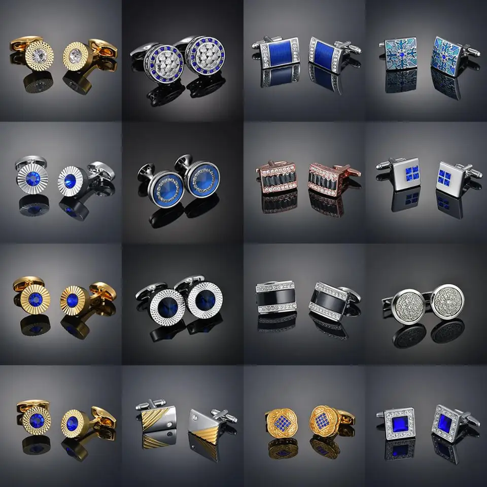 Vysoko kvalitné luxusné krištáľové francúzske pánske košele Cufflinks módne oblečenie