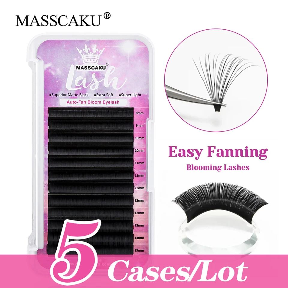 Vysoko kvalitné MassCaku 5Cases/Lot C/D Curl Jeden druhý kvitnúci rias matný čierny ľahký ľahký ventilátor Rika