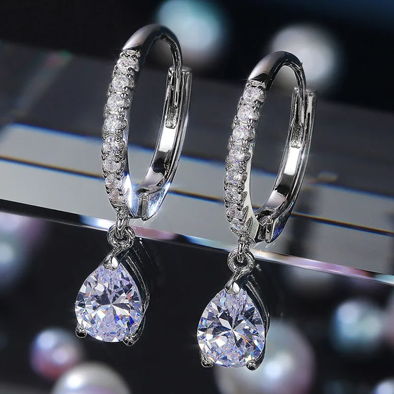 Vysoko kvalitné náušnice AAA Cubic zirkónia pre ženy Crystal 925 Sterling Silver Fashion Party Svadobné šperky Darčeky