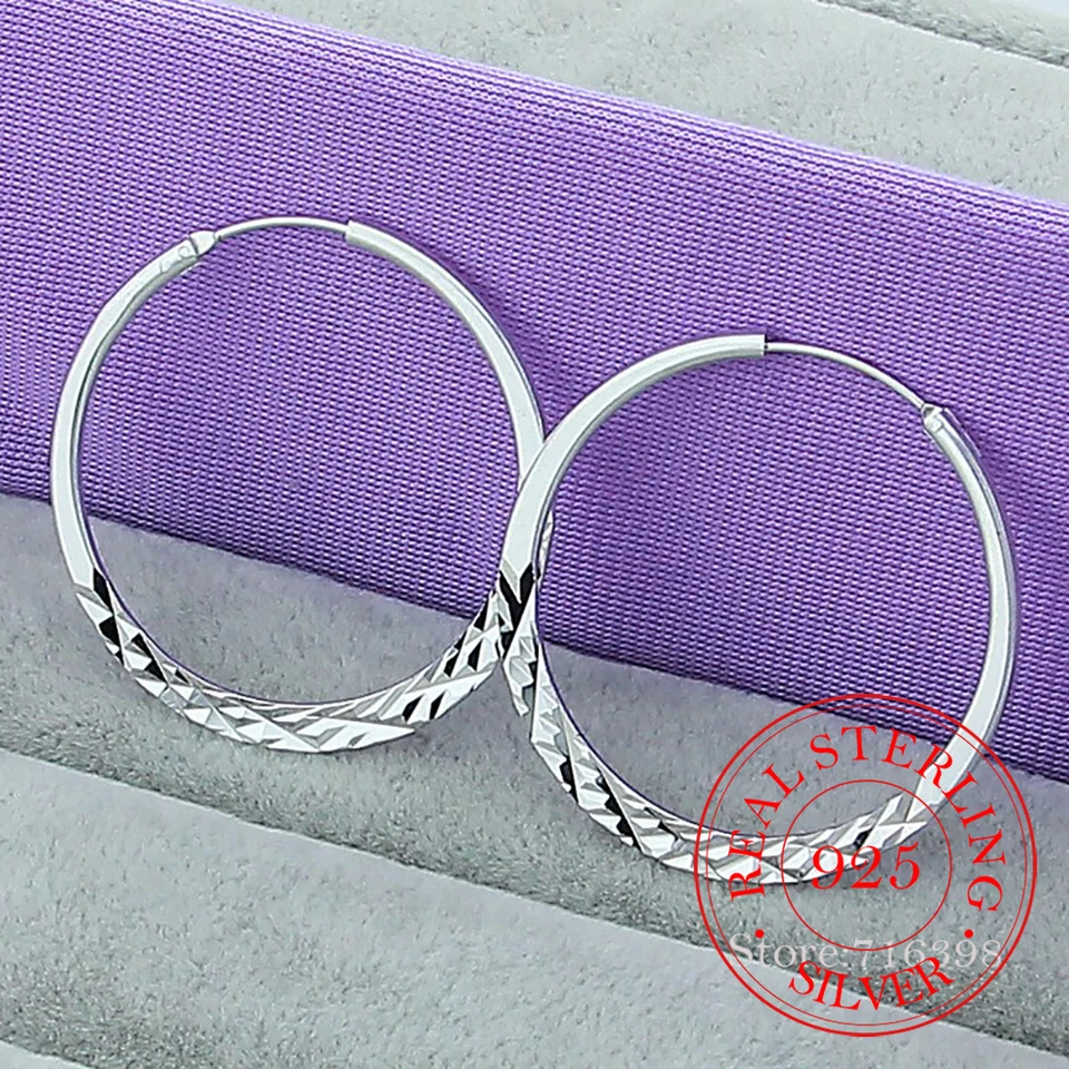 Vysoko kvalitné náušnice obruče 925 Sterling Silver 5,0 cm kruhové náušnice módne šperky Veľkoobchod továrenský priamy predaj