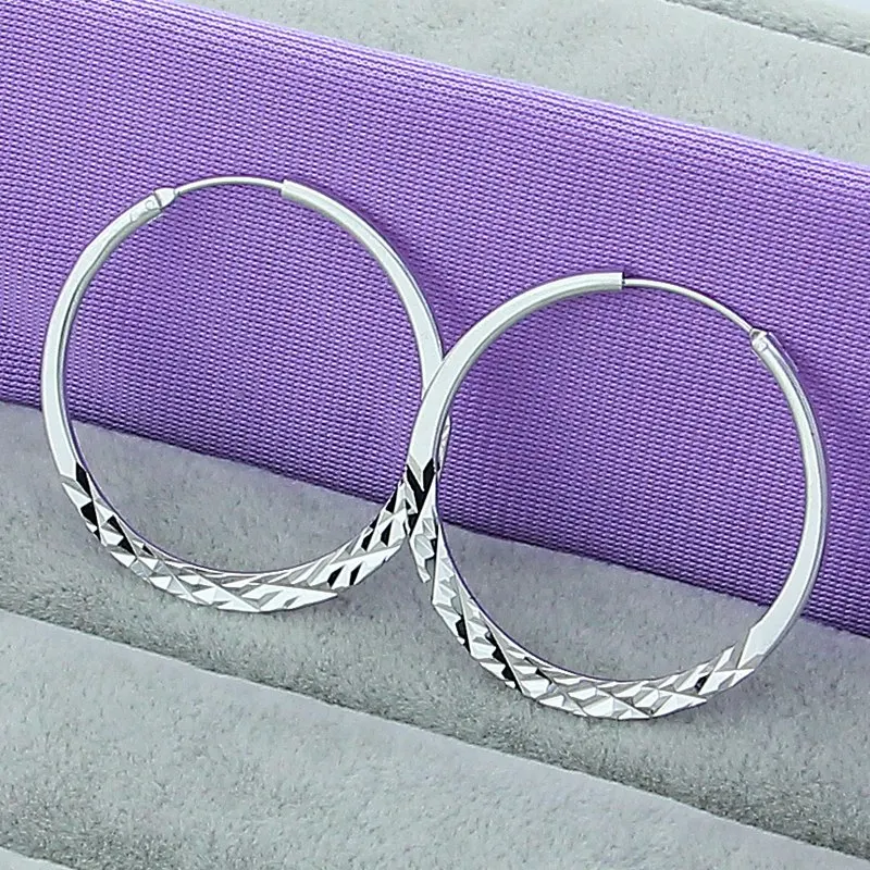Vysoko kvalitné náušnice obruče 925 Sterling Silver 5,0 cm kruhové náušnice módne šperky Veľkoobchod továrenský priamy predaj
