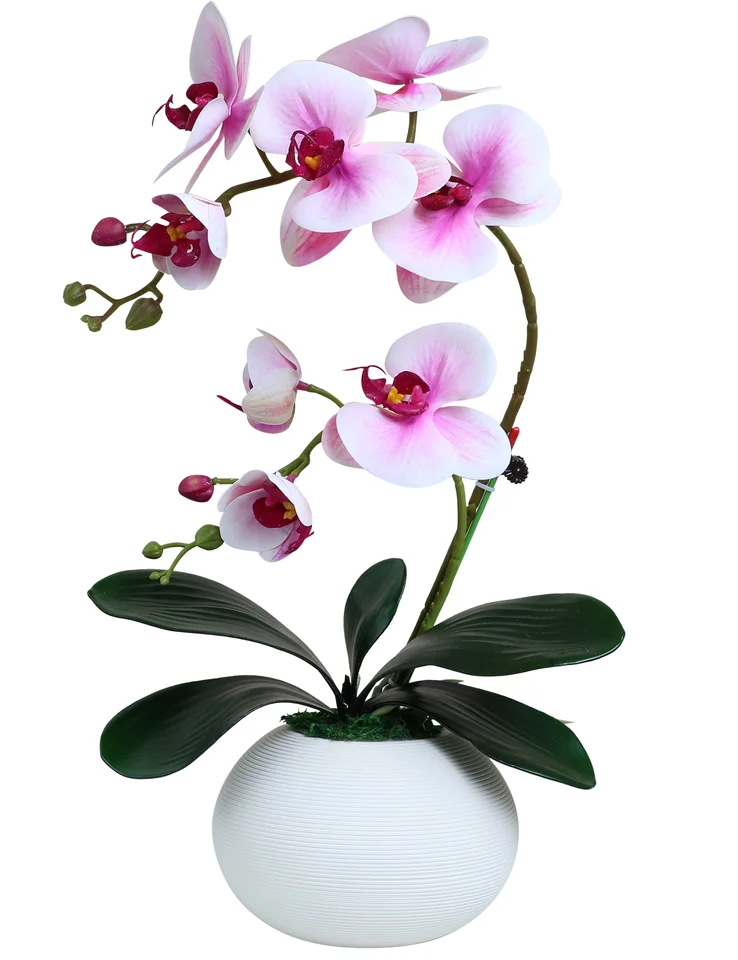 Vysoko kvalitné ružové orchidey umelé rastliny vo váze falošné kvety pre izbu dekorácie doplnky vianočné domáce dekorácie interiér