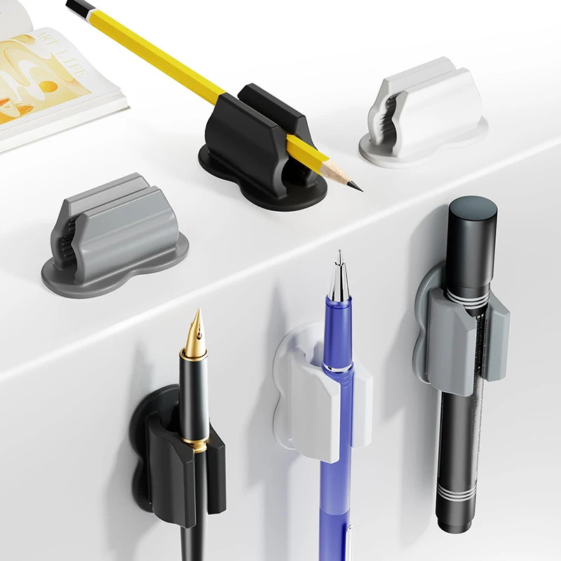 Vysoko kvalitné silikónové samolepiace kreatívne perá stojan Anti-Fall Anti-Lost Storage Clip Marker Pen Desk Organizátor Príslušenstvo