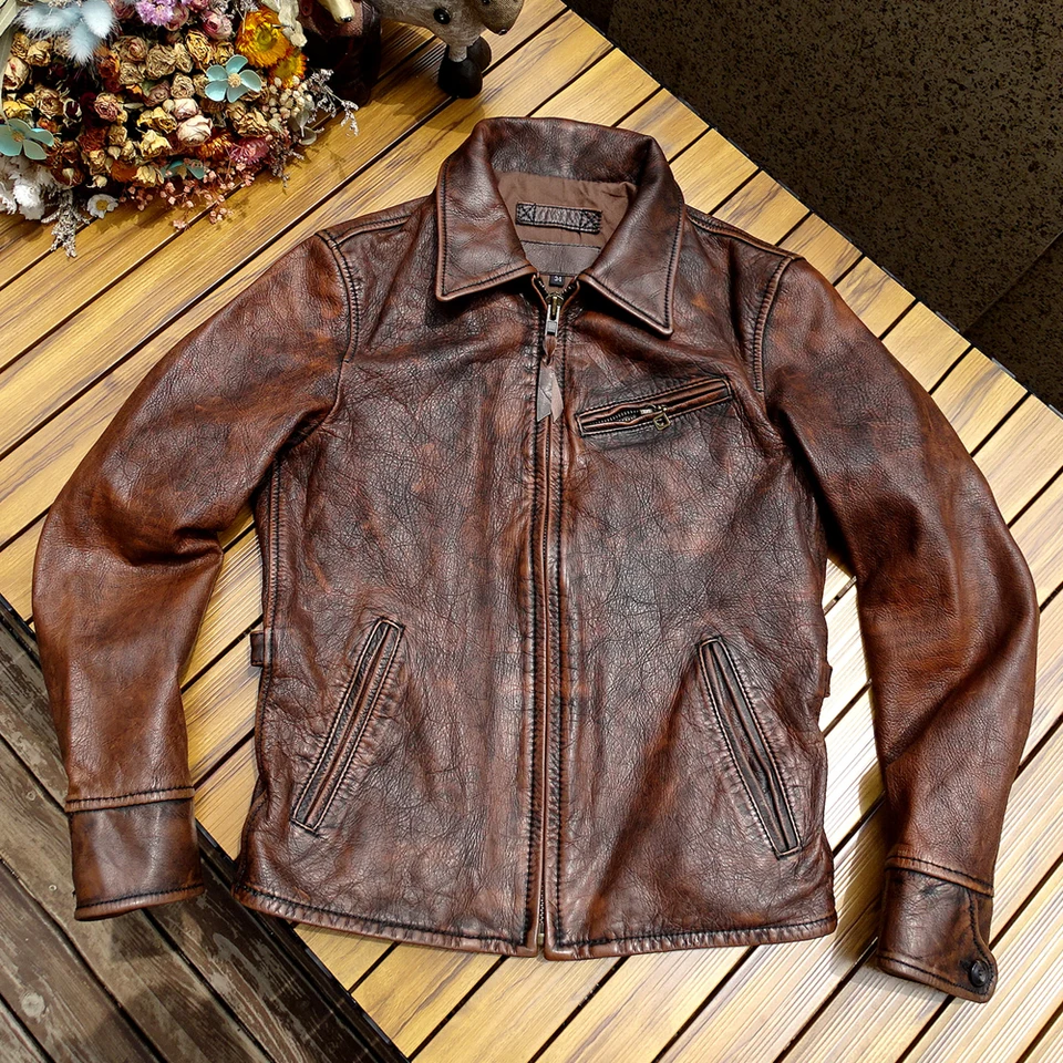 Vysoko kvalitné skutočné kožené sako pre muža American Fashion Pánske sako bunda s kabátom zimné oblečenie Topcoat Plus