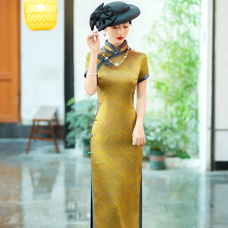 Vysoko kvalitné staré Šanghajské špičkové skutočné hodváb Cheongsam qipao 2024