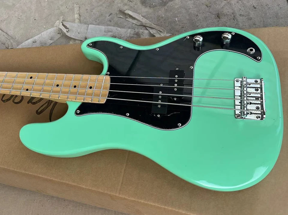 Vysoko kvalitné svetlo zelené 4 struny elektrické basové basové gitary javor na basswood basswood továreň