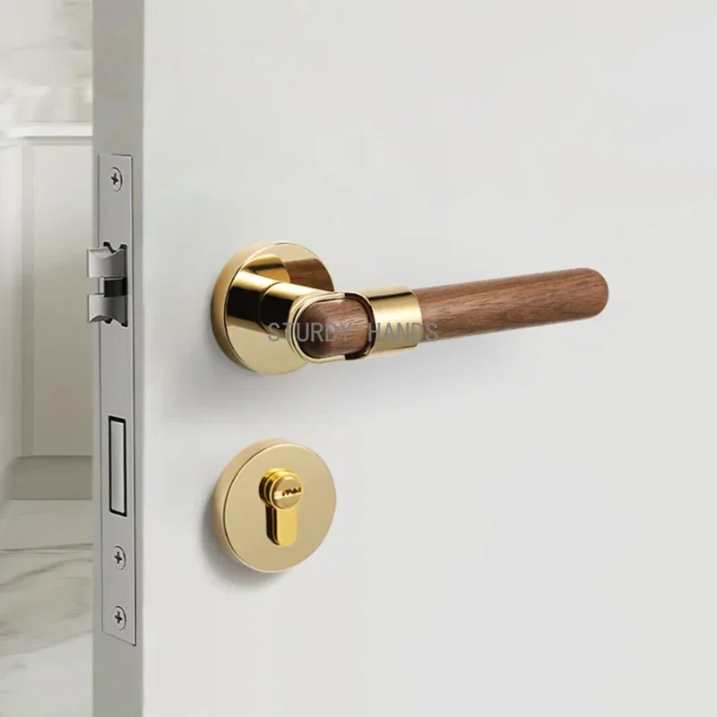 Vysoko kvalitné tiché zámky dverí spálne Dvere Zavrené drevené dvere Rukoväť Deadbolt Lockset Vnútorné magnetické dvere zámky Domáce hardvérové ​​armatúry