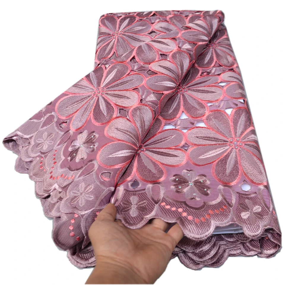 Vysoko kvalitné červené veľké africké čipkované látky pre svadobné šaty Senegal Cotton Swiss Voile Lace Nigeria Šitové svadobné šaty 924392