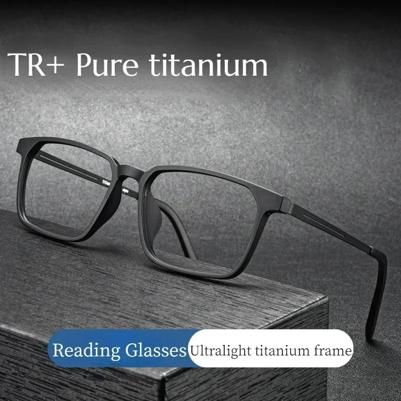 Vysoko kvalitné čisté okuliare na čítanie titánu pre mužov Anti Blue Light Presbyopia okuliare s diopterom +1,0 až +4.0
