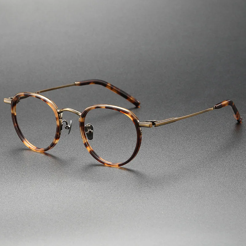 Vysoko kvalitné čisté titanniové okuliare oválny acetát rám Vynikajúci vintage dámske optické okrúhle okuliare dizajn značky