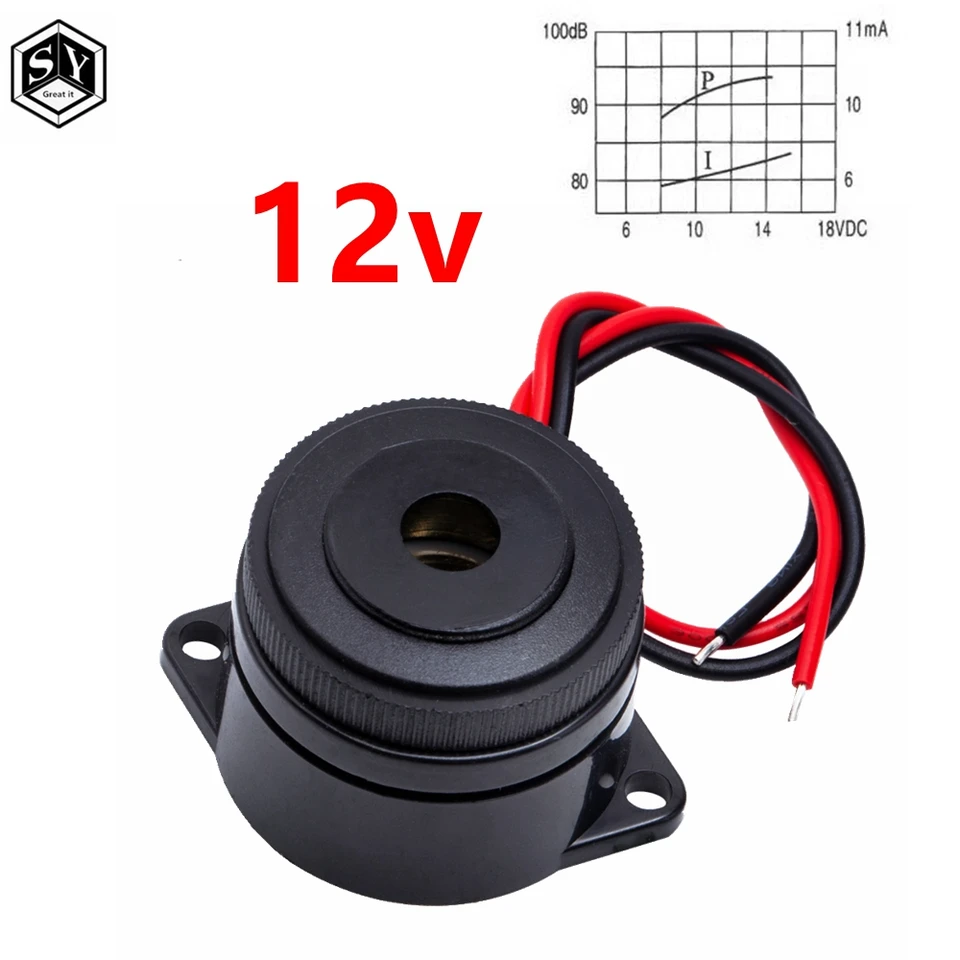 Vysoko kvalitný bzučiak QSI-2910 90dB 29.5x24,5 mm dc 12V Aktívny piezoelektrický bzučiak Kontinuálny zvuk pre Arduino
