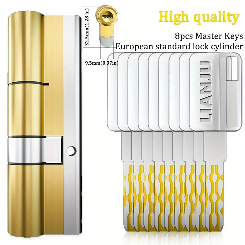 Vysoko kvalitný európsky štandardný valcový valcový valcový valček proti krádeži, vnútorný a vonkajší Copper Lock Core, 8-PCS
