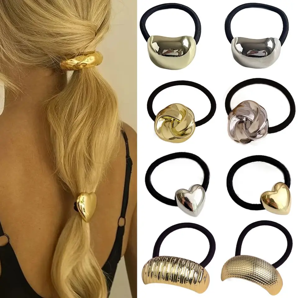 Vysoko kvalitný kovový poník Rodium Hairband Gold/Silver Vintage Elastic Vlasy Vlasy Vety Veľké doplnky šperkov v hlave