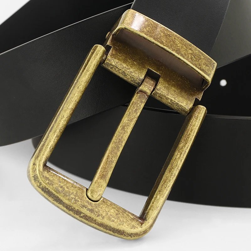 Vysoko kvalitný retro žltý pin pracka muži opasok luxusná slávna značka 3,8 cm široký módny návrhár mladý džínsy Cowskin WAISBAND