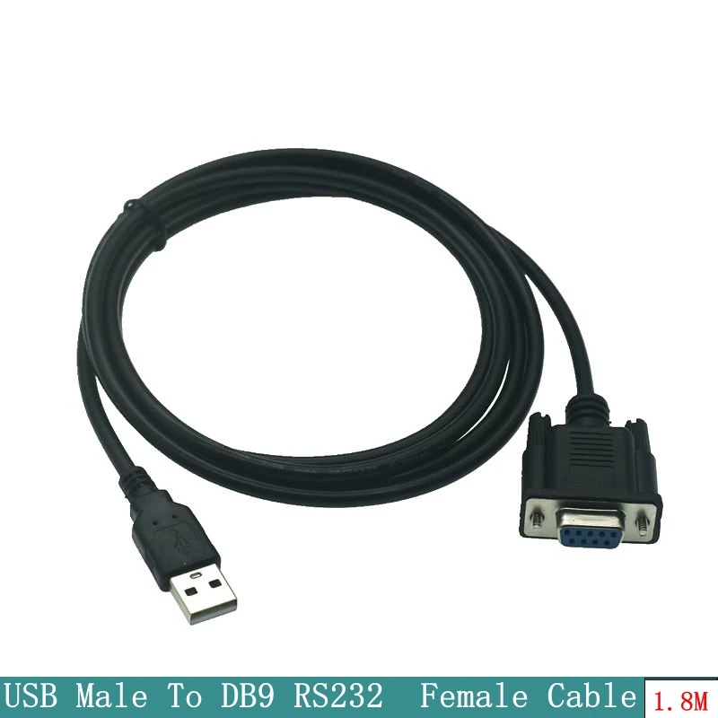 Vysoko kvalitný USB Muž do DB9 RS232 COM Ženský prevodník podporuje Win 7 8 10 Pro Systémový kábel 180 cm adaptéra