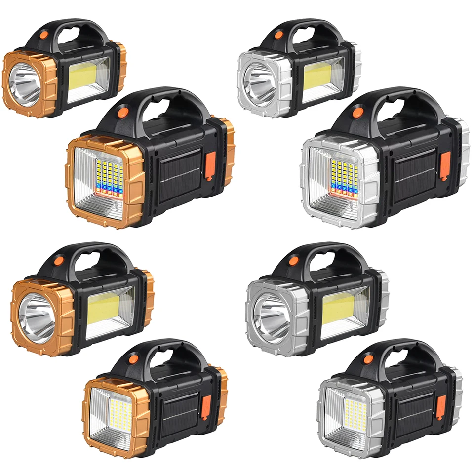 Vysoko výkonná LED baterka USB nabíjateľná solárna energia Výkonná reflektor Power Power Bank Torch pre taktické kempingové turistiku