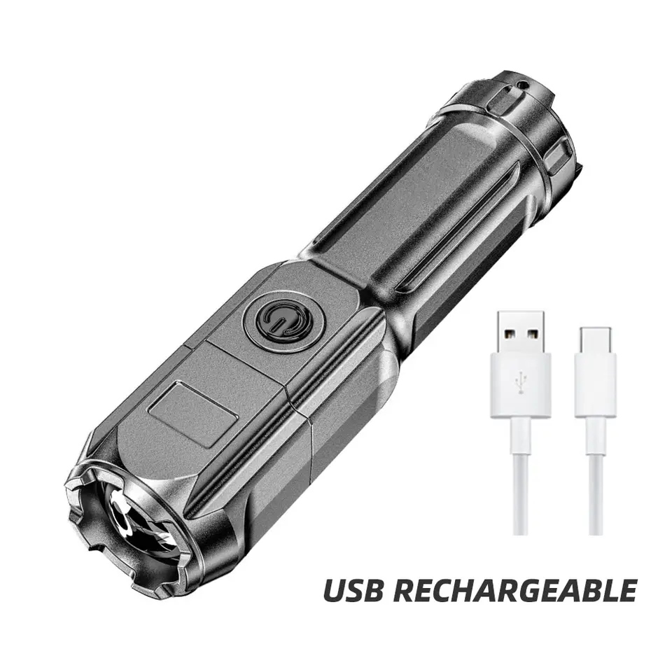Vysoko výkonná LED baterka USB nabíjateľné prenosné kempingové svetlo prenosné pochodne