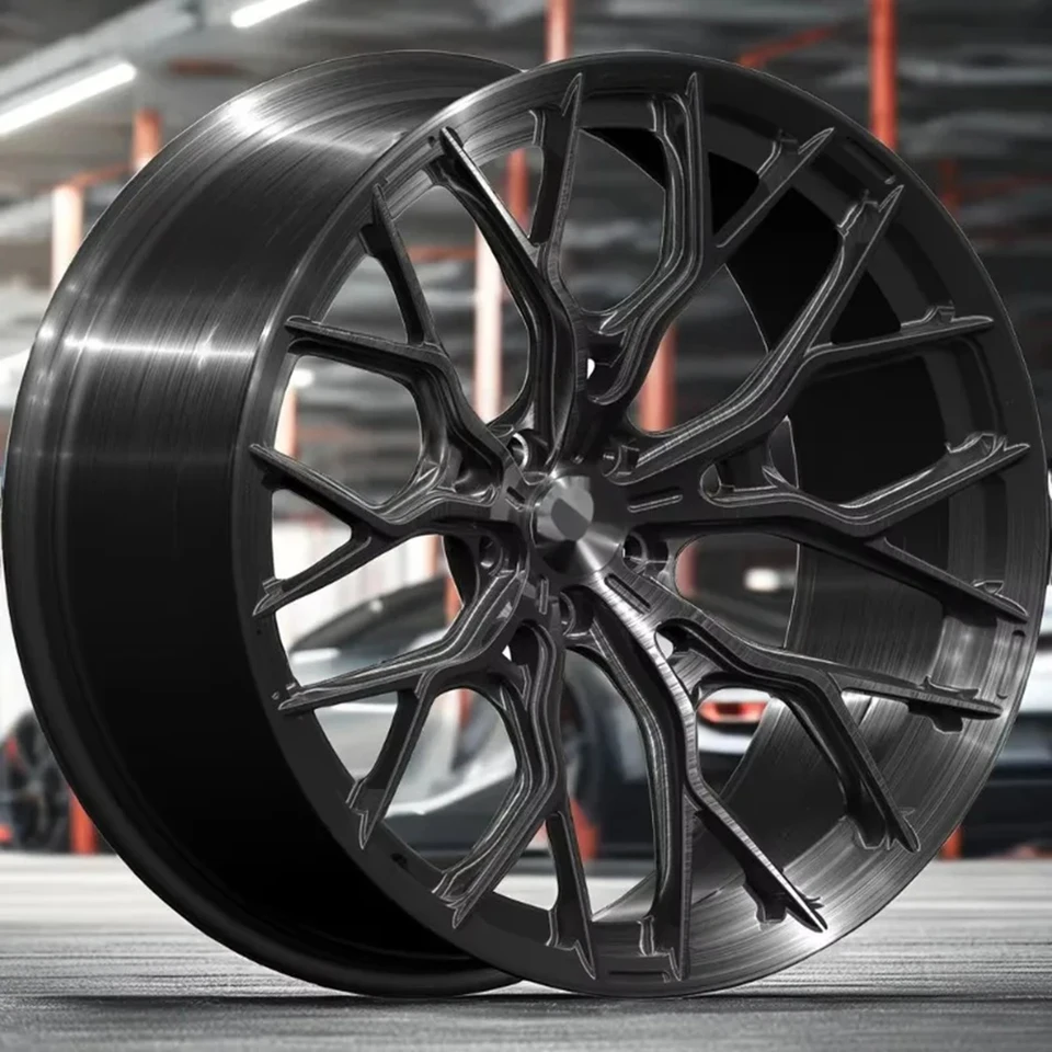 Vysoko výkonný 17-20 palcový kovaný zliatinový kolesá Brushed Black PCD Multi-Soke Design pre autá Nový stav