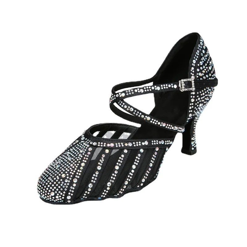 Vysokok kvalitné latinské tanečné topánky pre ženy Diamond 2024 Summer Jazz Moderný vnútorný mäkký dno vysoké podpätky Girl Girl Sandals Hot Predaj