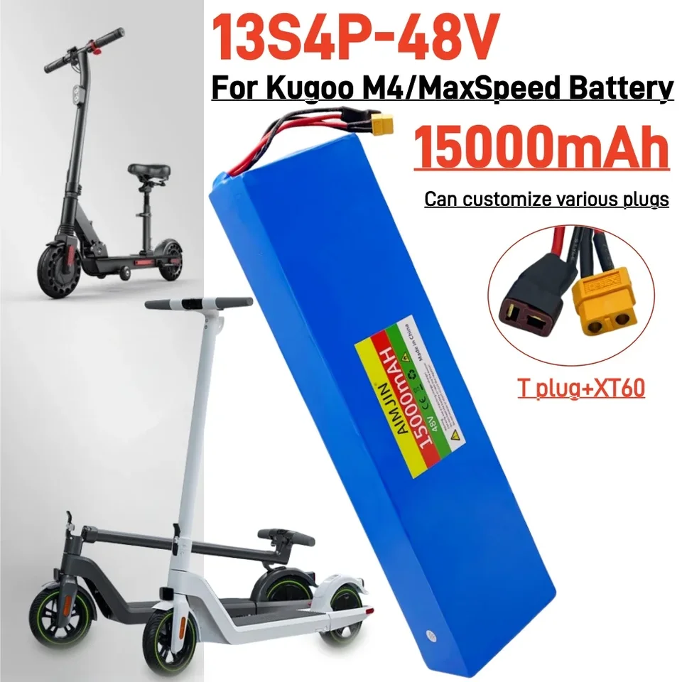 Vysokokapacitný 13S4P 48V pre Kugao M4/M4PRO/Maxspeed 15000 mAh batériu Elektrický skúter 18650 BATÍVNE BATÍVNE Vstavané v BMS
