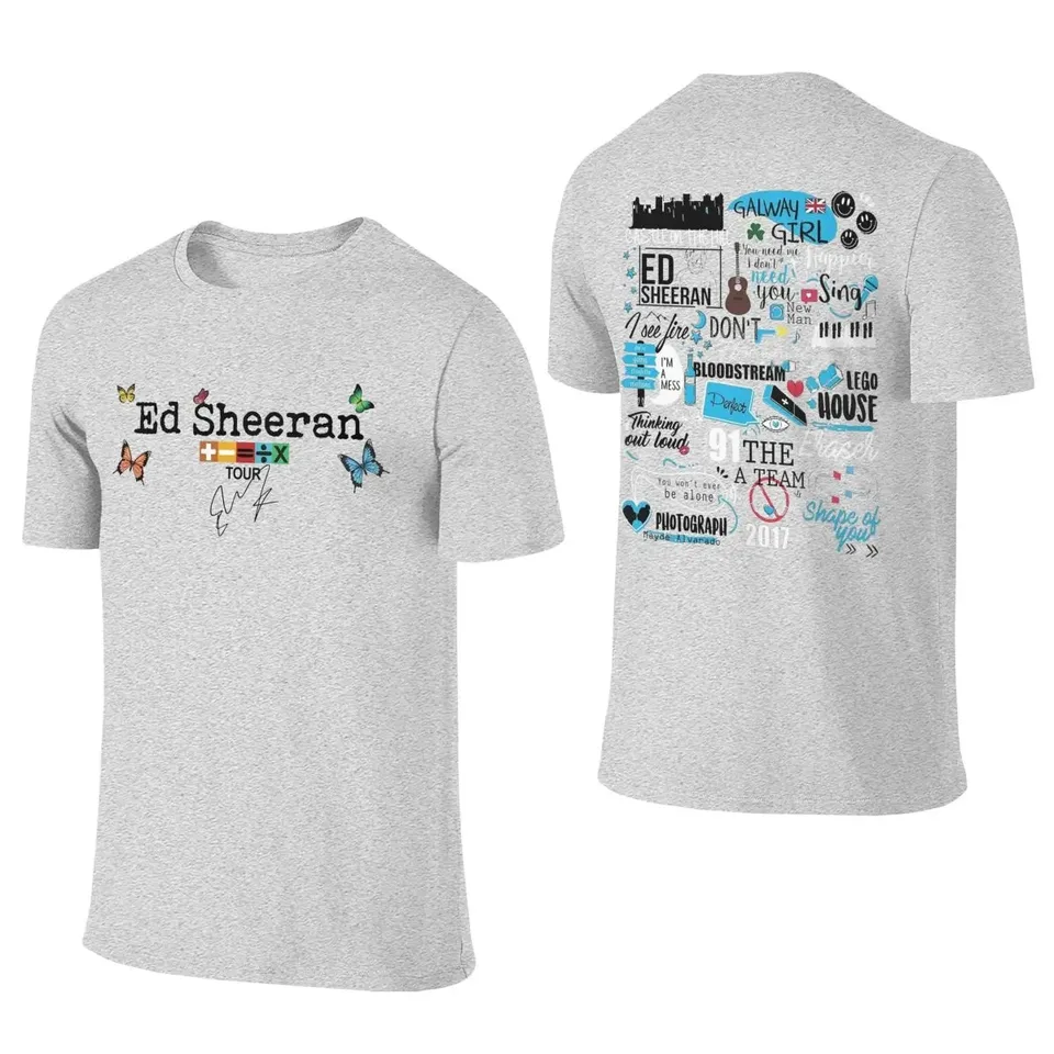 Vysokokvalitné bavlnené muži Ženy Ed Sheeran The Matematics Tour Tour košeľa odevné zábava bavlnené tričko Top odpalisko Vytlačené