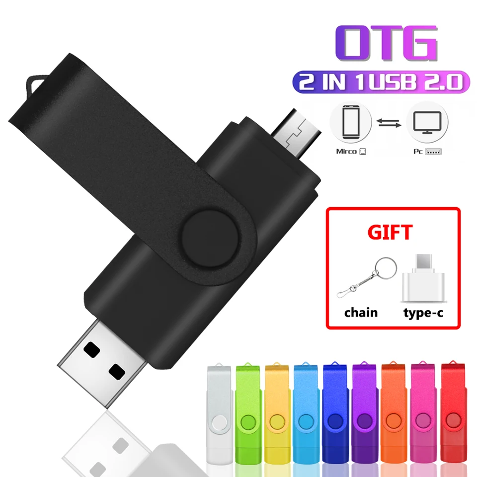 Vysokorýchlostná USB Flash Drive OTG 2.0 Drive pera 64 GB 32 GB USB Stick 16 GB Rotattable Pen Drive pre Android Micro/PC Business Gift