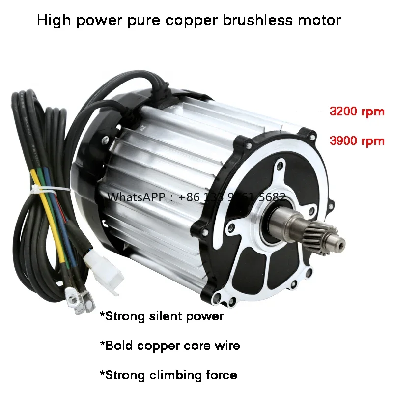 Vysokorýchlostný motor bez kefiek bez kefy 48 V 60V 72V 1500W 1800 W bez kefy DC Motor Electric Triccl Mini Car Motor