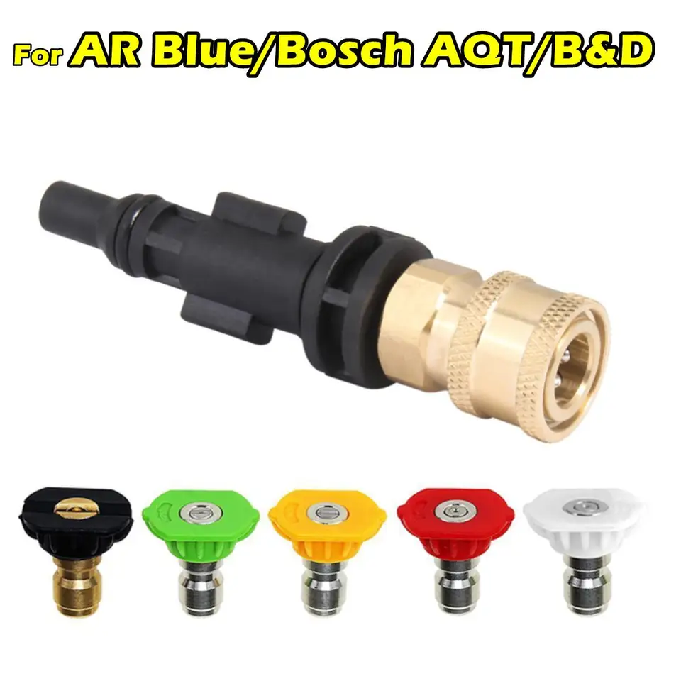 Vysokotlakový adaptér pištole pre Bosch AQT AR Blue B & Decker na rýchle pripojenie 1/4 ”diely podložky so sprejovým dzzle