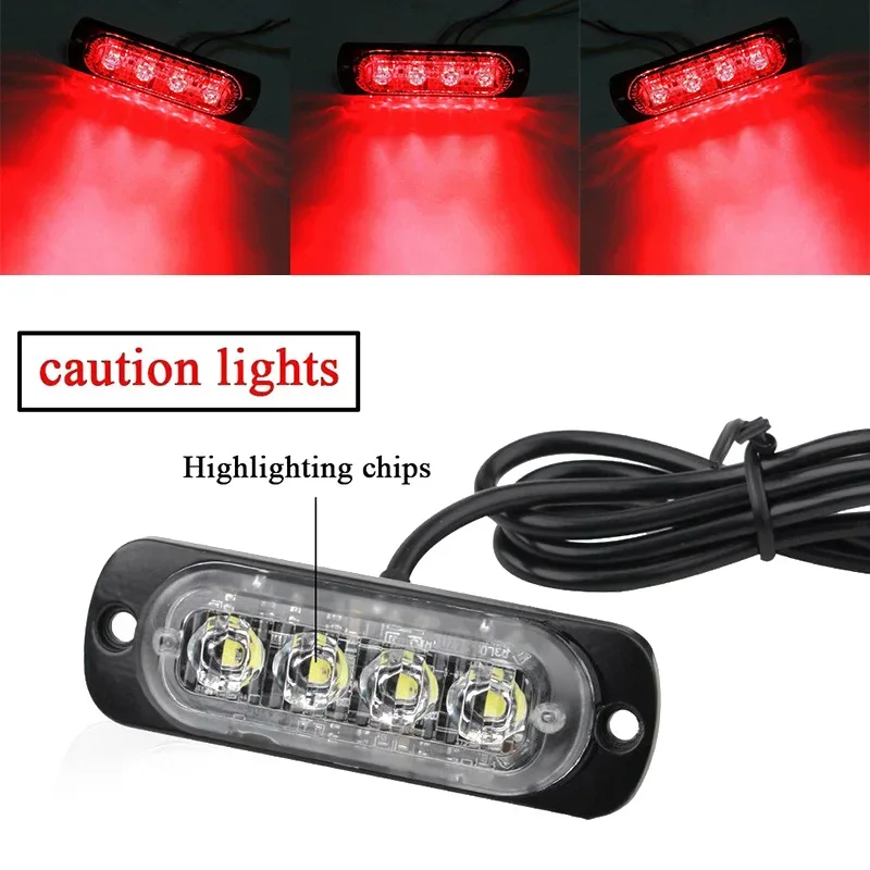 Vysoká intenzita 4 -losedfroad automobilov bezpečnostná naliehavú pracovnú hmlu červené svetlo Lampa 12 V 800 lm, efektívne osvetlenie