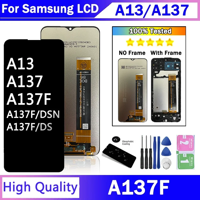 Vysoká kvalita pre Samsung A13 A137F LCD Display Display Display Digitalizátor pre displej Samsung A137 LCD A137F/DSN A137F/DS