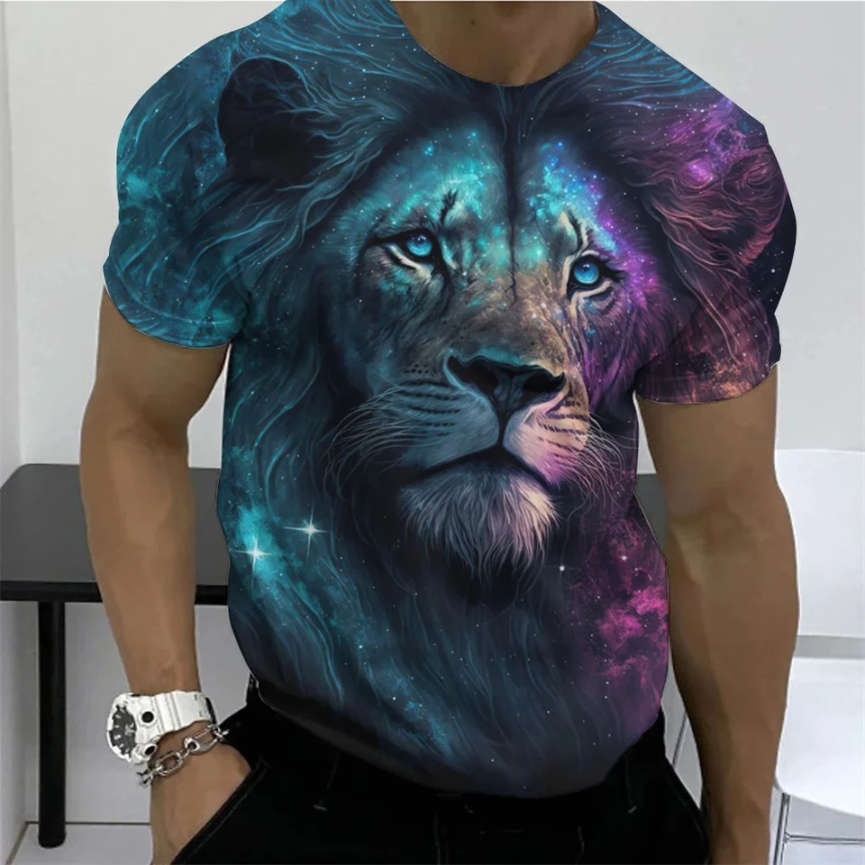 Vysoká Quailty veľkú veľkosť zvierací leví muži tričko 3D tlač Polyester Priedušné ľahké letné letné esenciálne tričko akceptovať vlastné
