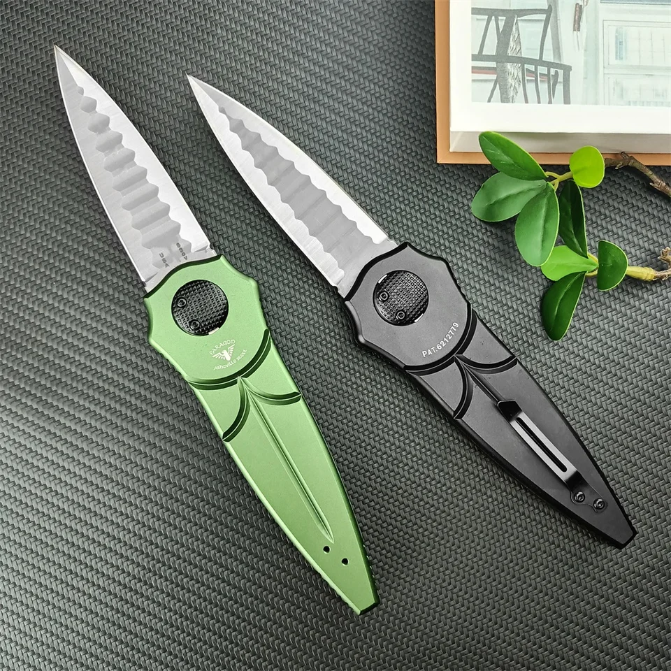 Vysoká tvrdosť EDC Paragod Piranha Outdoor taktický skladací nôž D2 Blade Hliníková zliatina rukoväte kempingové kempingové vreckové nože