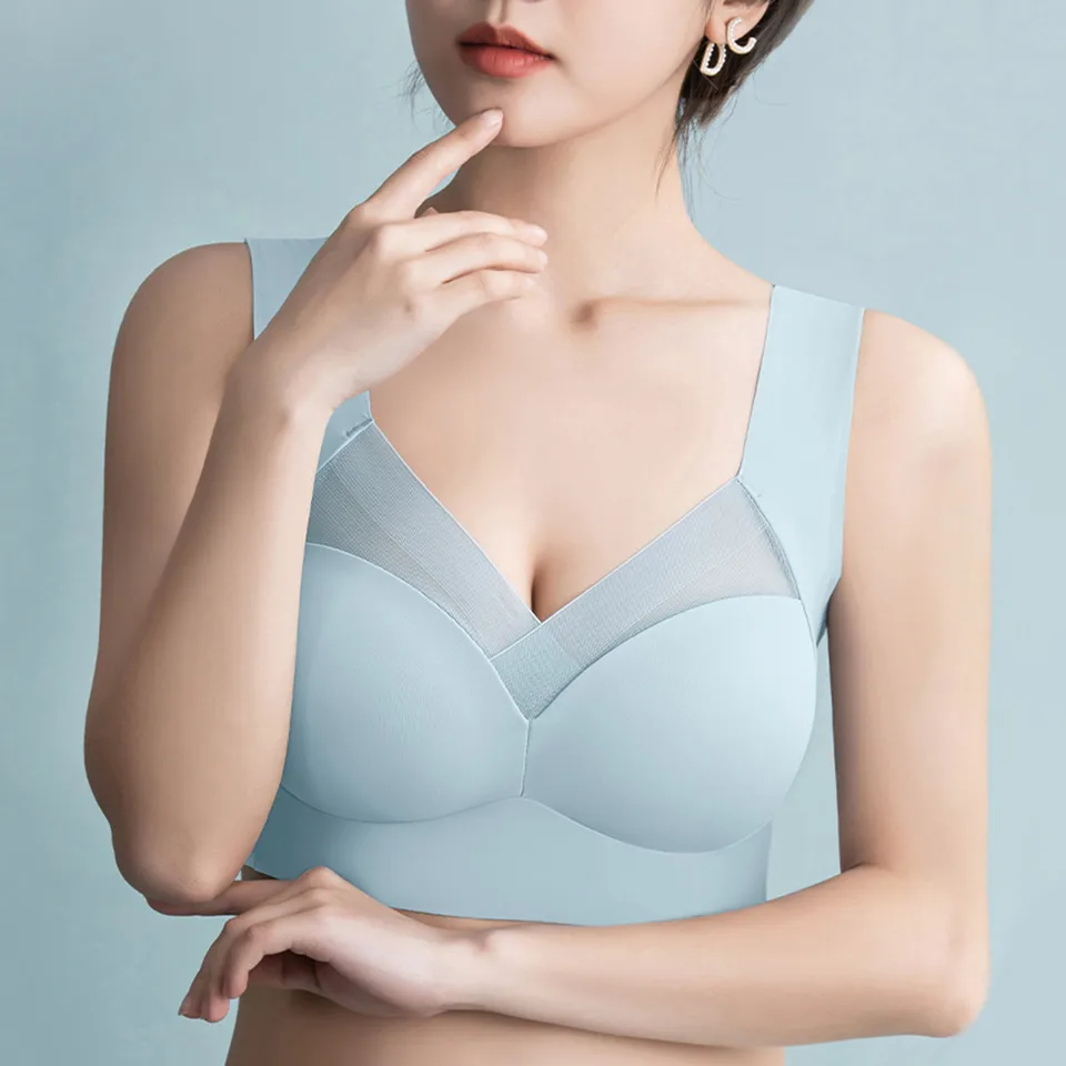Vysoké elastické plus veľkosť bezšvové podprsenky pre ženy číre sieťové spodné prádlo braleta Top Sexy Sexy Žena Veľká korzet Top Push Up podprsenky