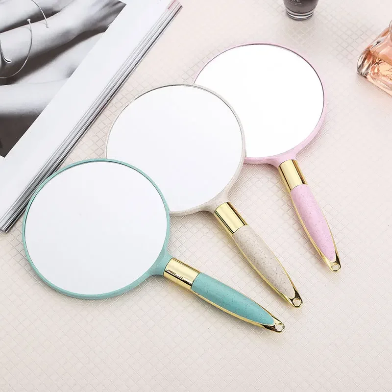 Vysoké vymedzenie rukoväte make-up zrkadla ručne držané kozmetické obliekanie prenosné európske retro zrkadlo