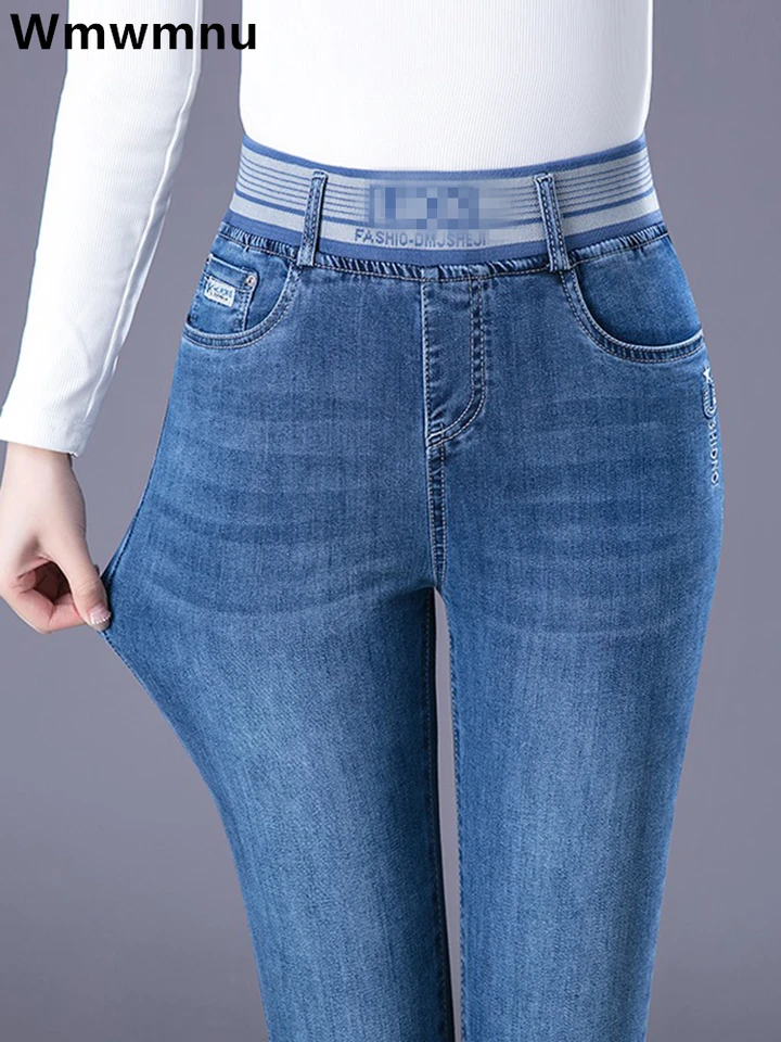 Vysoký pás Skinny Denim Pants Mama ceruzka džínsy Ženy Príležitostné streetwear Veľká veľkosť 36 retro úsek Vaqueros Kórejský džíns Pantalon