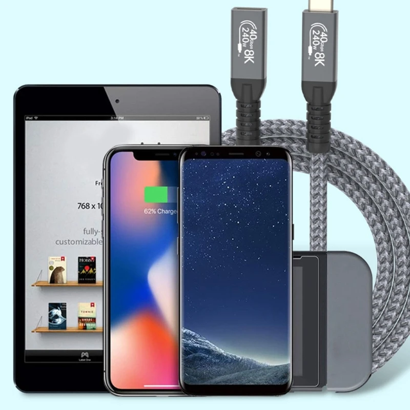 Vysoký rýchlosť typu C predlžovací kábel 40 Gbps Dáta 240 W nabíjanie 8 k60 Hz Podporná podpora Drop Dis Doprava