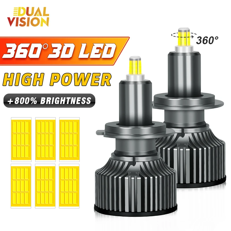 Vysoký výkon H7 LED CANBUS ŽIADNA chyba HLAVY H1 9005 H3 H8 H9 H11 9006 9012 Svetlá automobilu Automatické hmlové žiarovky 6 strán 360 LED